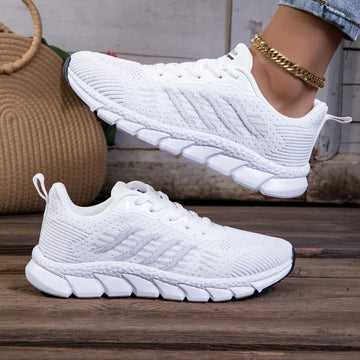 Xajzpa Women Sneakers All-match Light Flying-Woven Sport Running Shoes Cushion Gym Fashion Shoes Non Slip Casual Walking Tennis Shoes